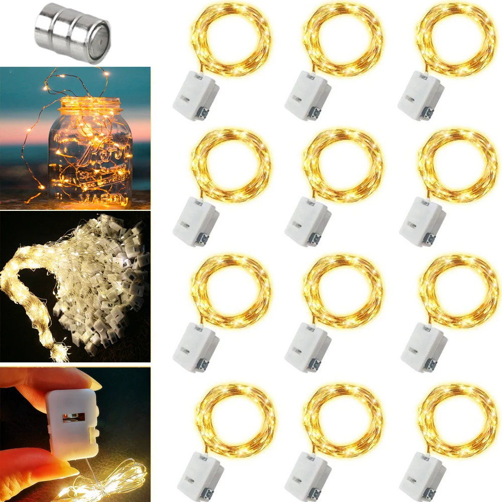 

10/20pcs Copper Wire String Lights with Battery 3Modes Lights Garland for Wedding Party Birthday Christmas Tree Holiday Decor