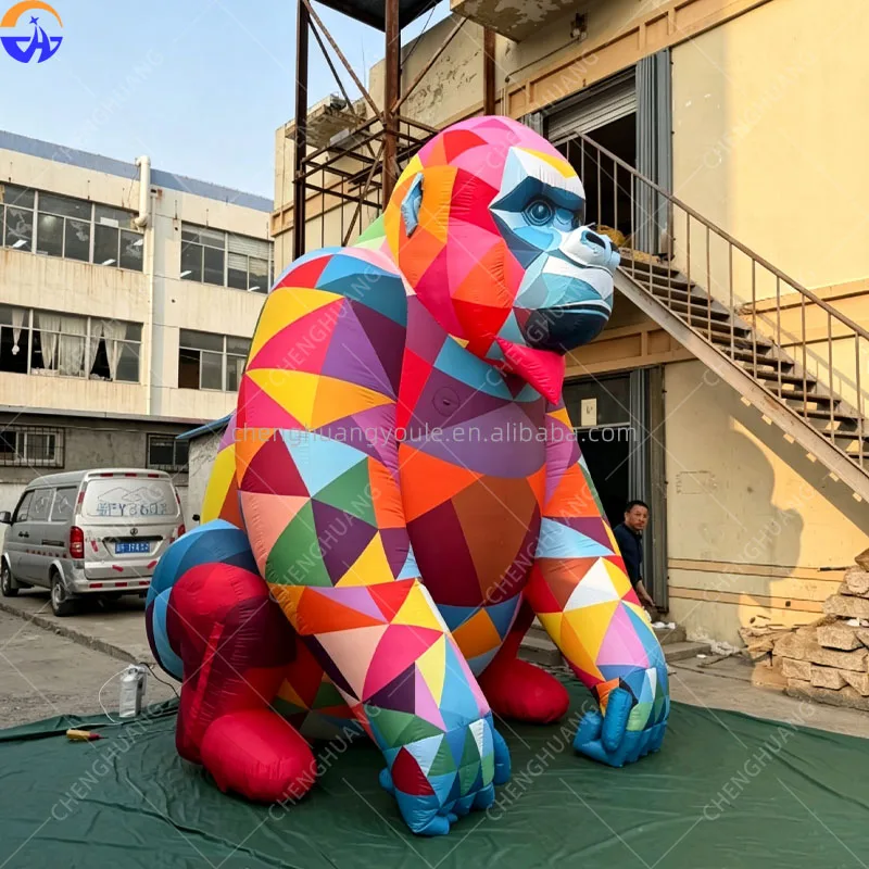Giant Inflatable Colorful Jungle Animal Mascot Hippo Elephant Lion Chameleon Gorilla Flamingo Black Bear Outdoor Decoration Prop