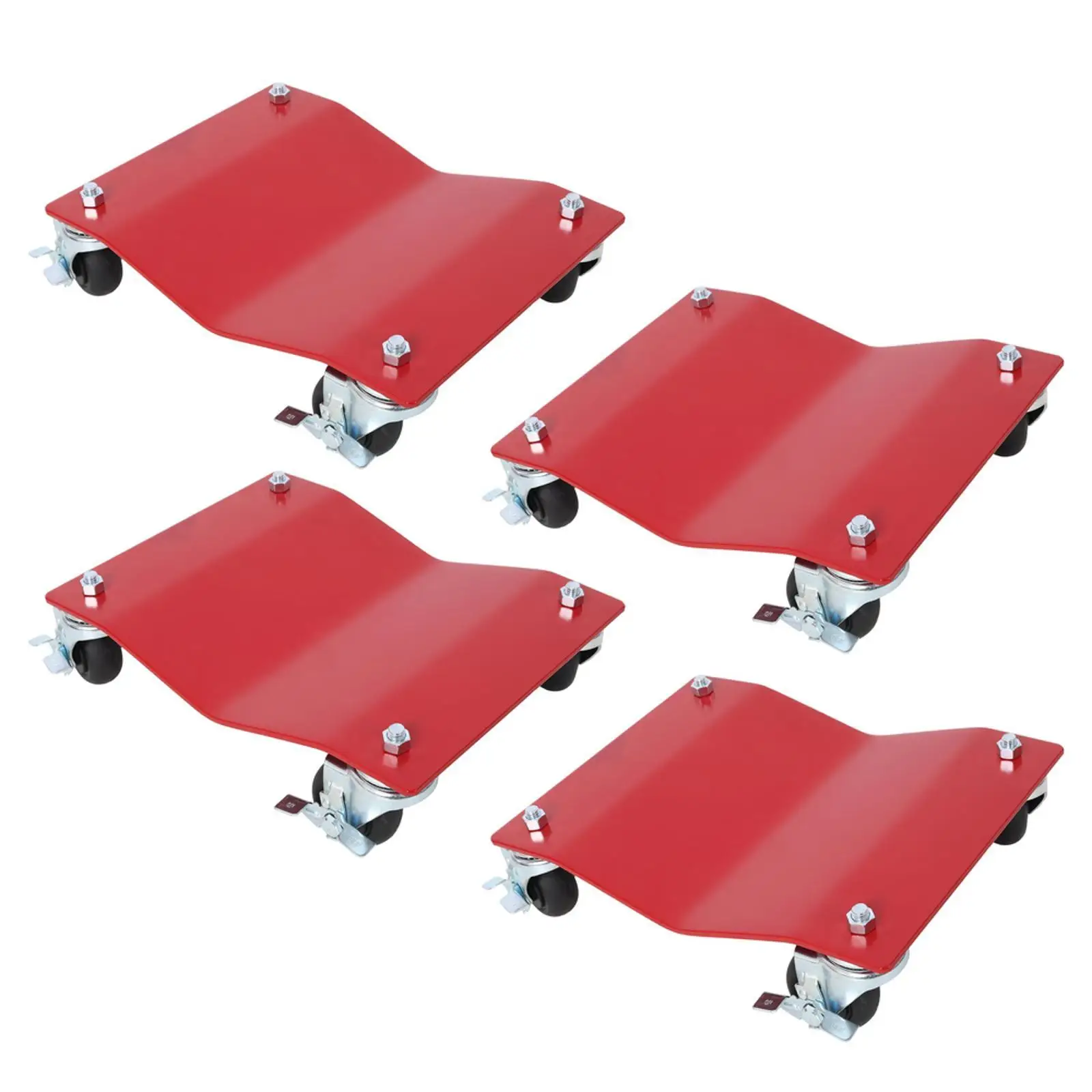 

Red Steel Heavy Duty Vehicle Hand Truck Tire Skates with Swivel Casters for Auxiliary Car with Wheels in Workshop
