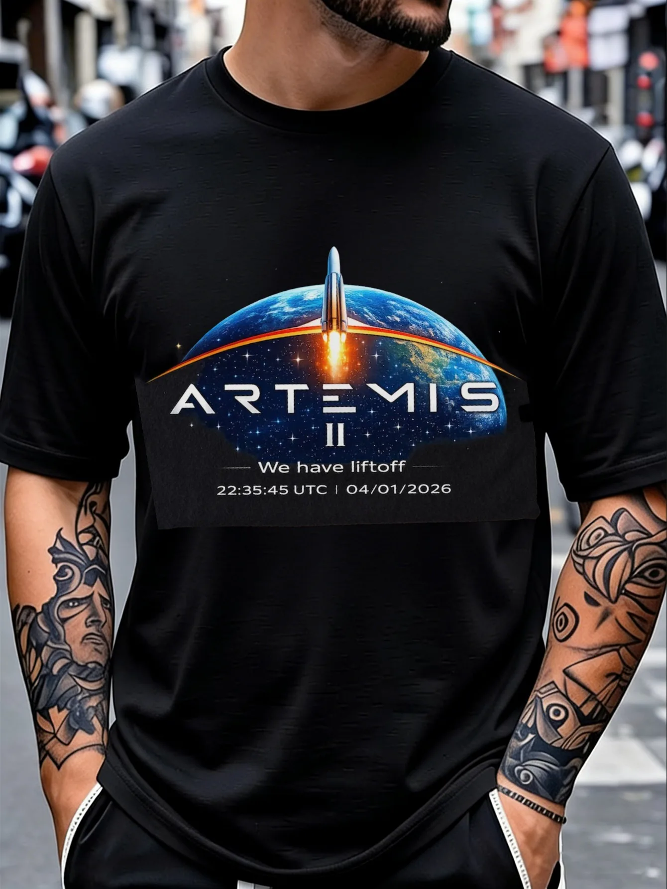 Unisex T-Shirt Featuring a Graphic Design for The Artemis 2 II Rocket Launch, Perfect for Fans of Space Exploration And The Moon