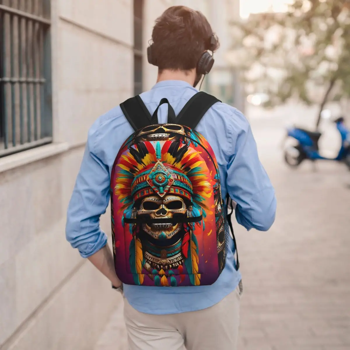 Aztec Skull7 Student Backpack School Bag Hiking Travel Daypack for Men Women Bookbag Shoulder Bags