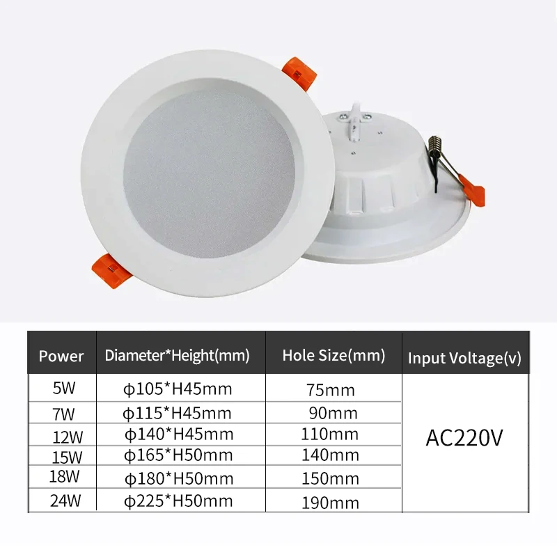 LED النازل داخلي 15 واط 18 واط 24 واط AC220V 5 واط 7 واط 12 واط سميكة الألومنيوم راحة الأضواء