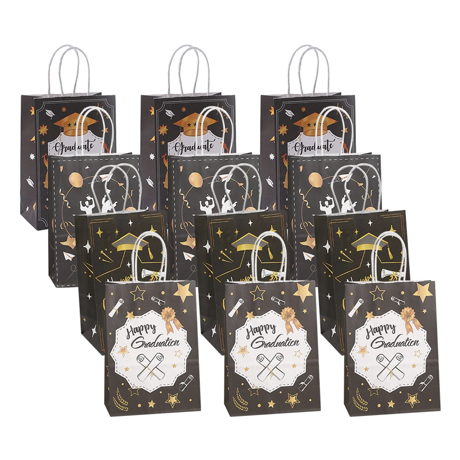 

12Pcs Paper Gift Bags Graduation Handheld Tote Bags with Sturdy Handles for Presents Wrapping Party Favors Storage Decorative