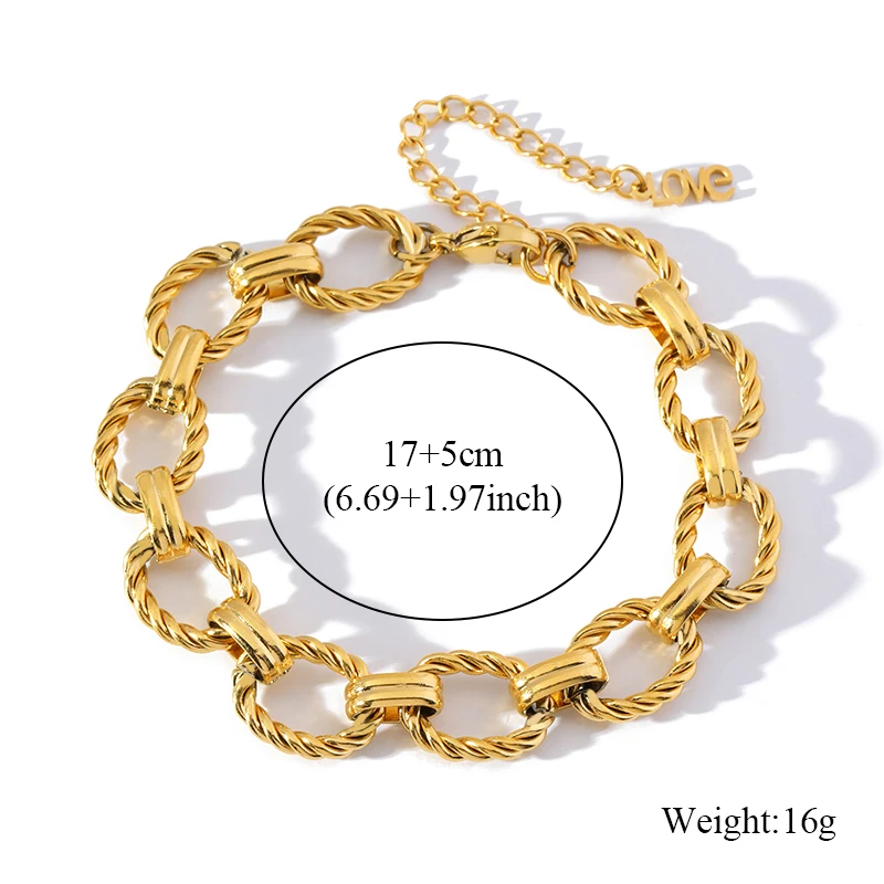 EILIECK 316L Edelstahl Metall Goldfarben Ovale Gliederkette Halskette Armband Set für Damen Mode Punk Wasserdichter Schmuck – Detail 7