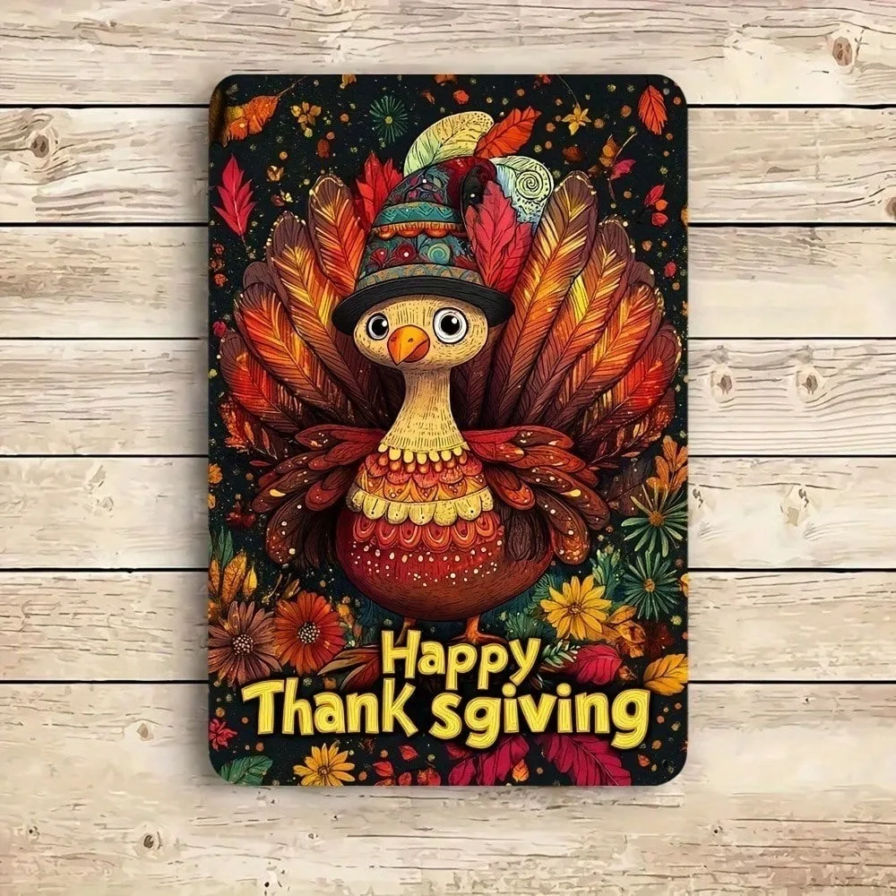 

Vintage Turkey Metal Sign Rustic Thanksgiving Wall Decor 8x12 Inch For Farmhouse Kitchen Bar