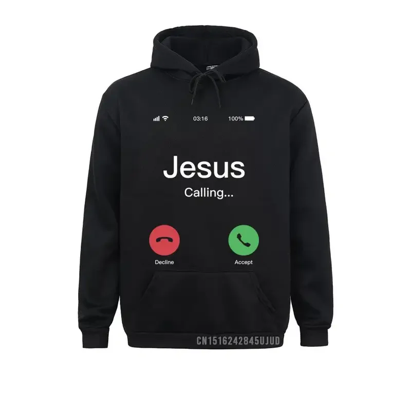 Jesus Is Calling Sweatshirt Christ Christian Religion Faith Bible Catholics Gift Hoodie For Men Male Pocket Sportswear