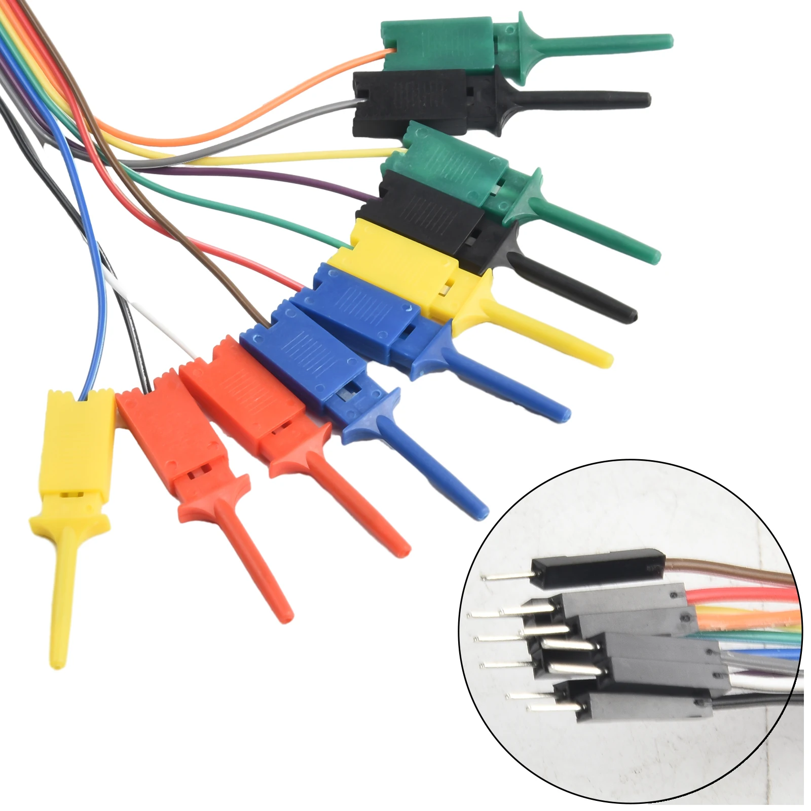 

10Pcs 20CM Test Hook Clip Logic Analyzer Cable Gripper Probe Wire Clamp Kit Yellow/Red/Black/Green/White/Blue