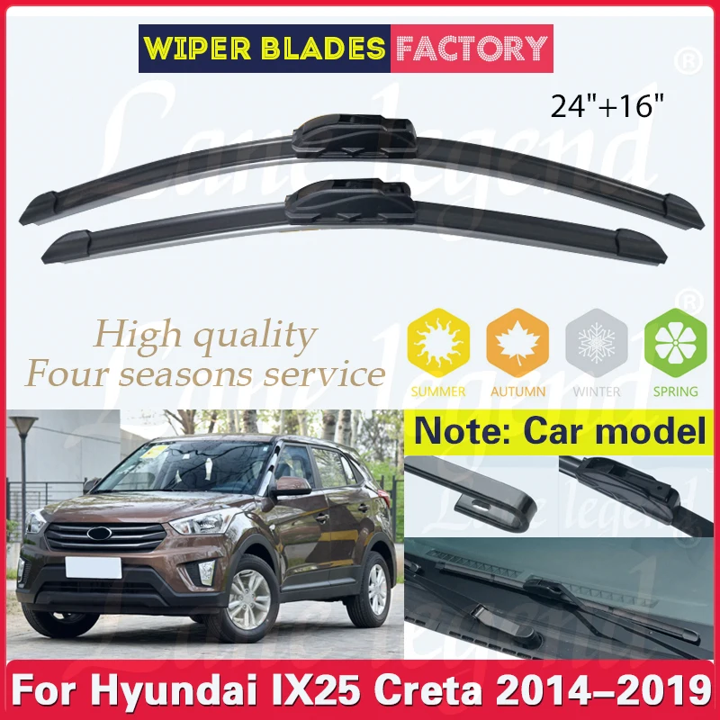 

Car Wiper Blade Blades For Hyundai IX25 Creta 2014-2019 24"+ 16" Windshield Windscreen Clean Naturl Rubber Car Wiper Accessories