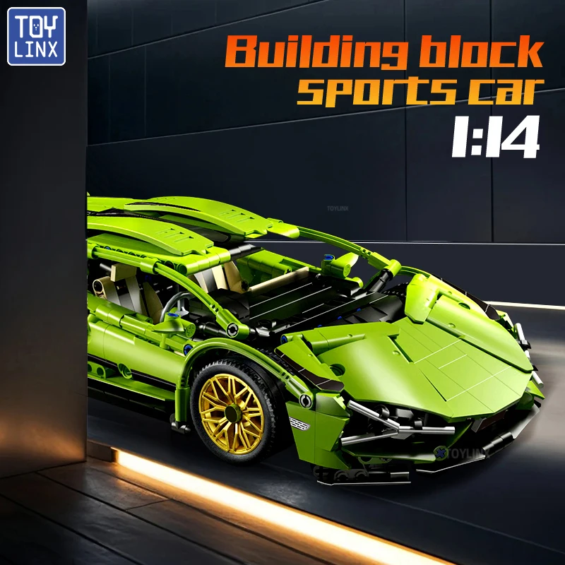 ToylinX 1:14 อาคารบล็อกรถMOC Cityความเร็วรถLuxury Auto RacingรถSuper Racersอิฐของเล่นสําหรับของขวัญเด็ก