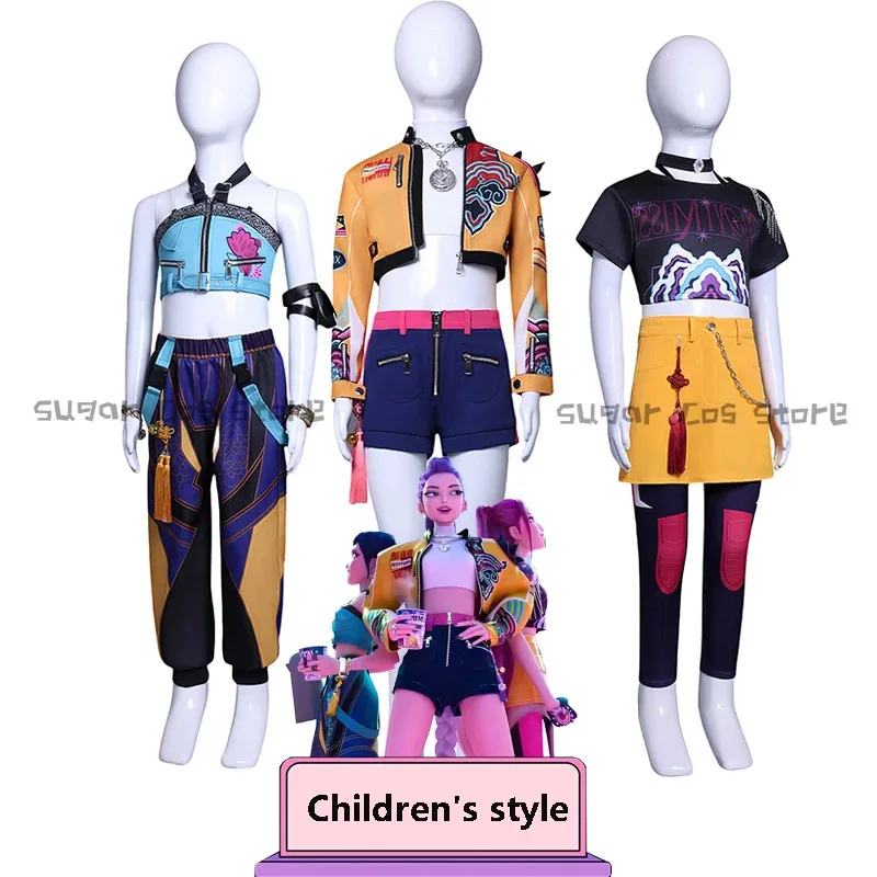 LQKPop شيطان الصيادين الاطفال رومي زوي ميرا تأثيري حلي الأبيض موحدة مجموعة هنتركس الزي للفتيات الصبي هالوين لعب الأدوار جزء