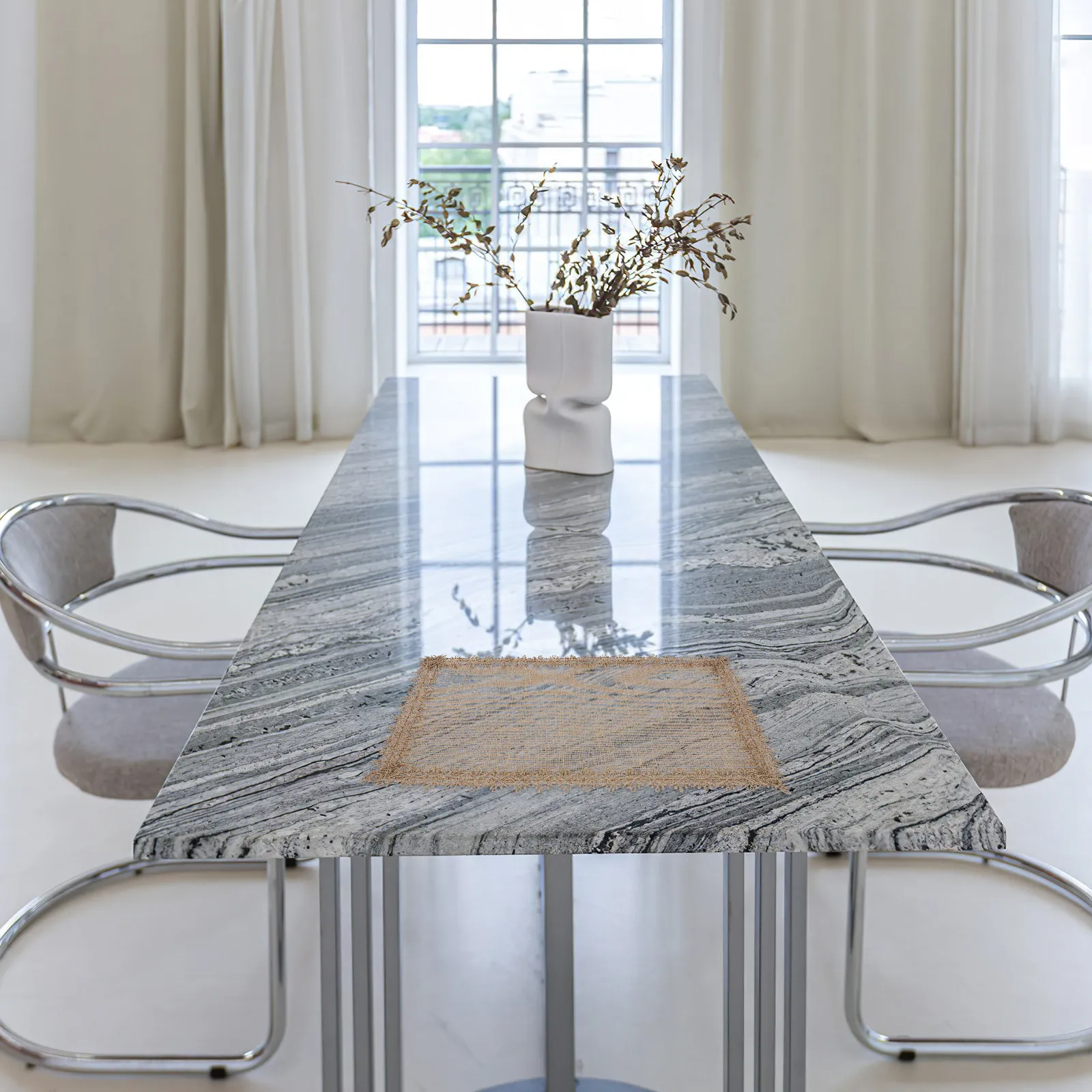 4Pcs Jute Table Mats 45x30cm Linen Blend Rustic Placemats Anti-Skid Washable Dinner Mats for Everyday Meals Holiday Decor Boho