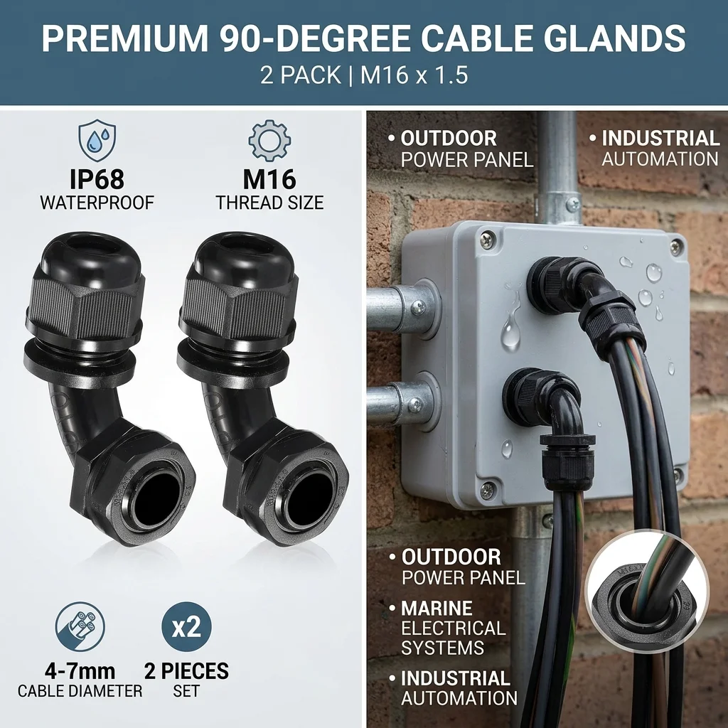 Electrical Pipe Fittings Waterproof Adjustable Locknut 90 Degree Nylon Elbow Anti-Acid Waterproof Cable Connector For Audio