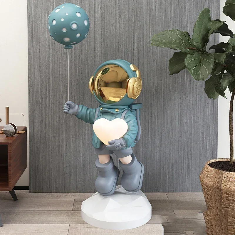 Fiberglass Statue New style Spaceman Sculpture Astronaut 1.1m With Balloon and light