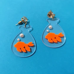 KUGUYS Clear Fish Tank Dangle Drop Earrings Goldfish Women Fashion Acrylic Jewelry Girls Gift