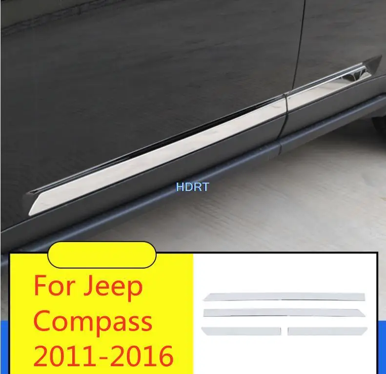 

For Jeep Compass 2011-2015 Stainless Steel Side Exterior Door Body Molding Bottom Cover Trims Decoration Car Accessories 4Pcs