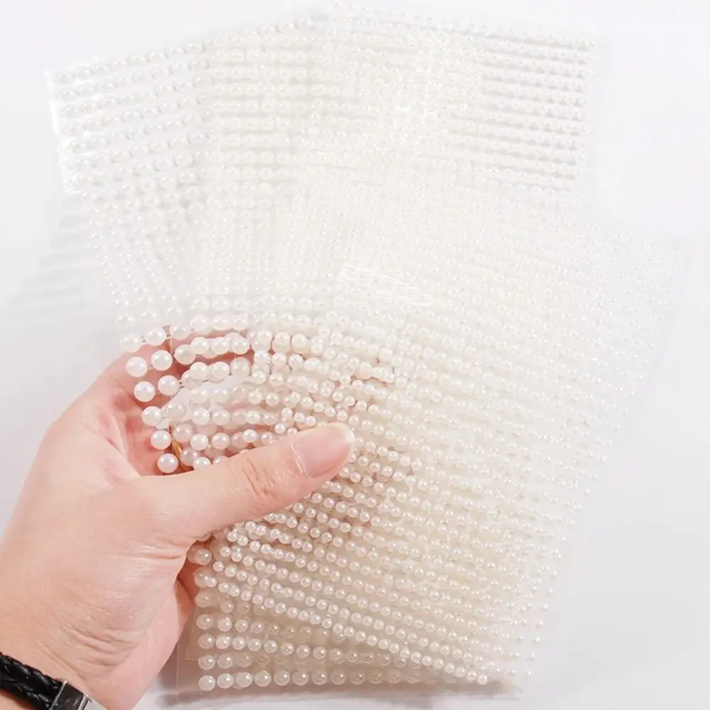 ذاتية اللصق لؤلؤ الشعر عصا مزيج 3 مللي متر/4 مللي متر/5 مللي متر/6 مللي متر اللؤلؤ اللؤلؤ ملصقات البيج وجه جميل اللؤلؤ ملصقات