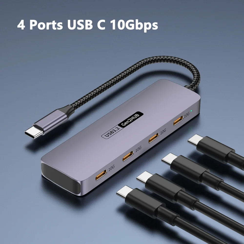 Alta Velocidade USB Hub Extensão Splitter, 10Gbps, USB 3.2 Gen2, Acessórios para Notebook para PC, Xiaomi, Macbook Pro Air, iPhone 15