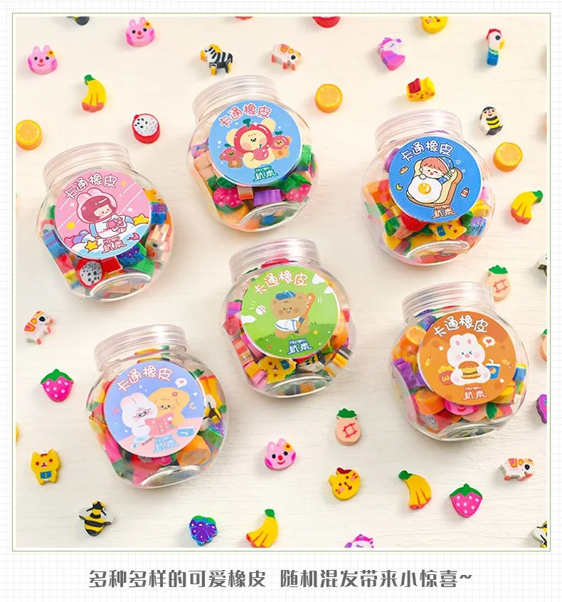 50/100 Stücke Bleistift Radiergummi Gummi Kawaii Tier Früchte Radiergummis Grundschüler Preise Werbegeschenk Schreibwaren Für Kinder – Detail 3