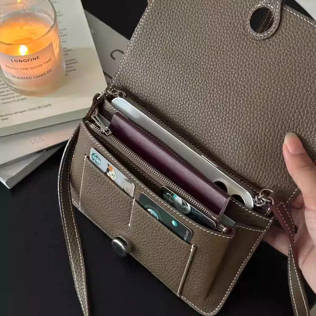 New PU Crossbody Mobile Phone Bag Convenient Multifunctional Passport Card Bag Three In One And One Handheld Bank Card Wallet