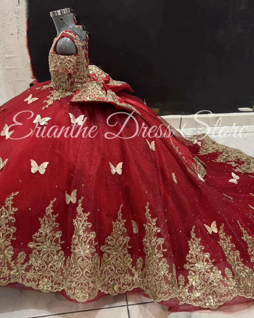 فستان فتاة الزهور الحمراء الفاخرة لحفلات الزفاف ثلاثية الأبعاد مزين بالتول منتفخ مخصص للأطفال حفلة عيد ميلاد أول مناولة الكرة Gonws #1