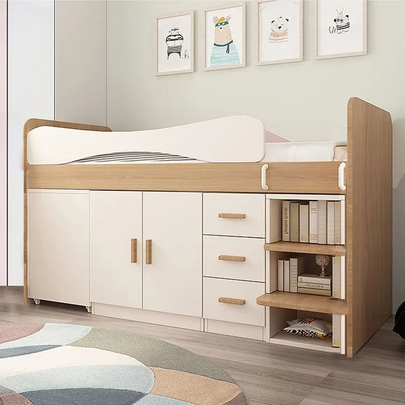 Bed with desk wardrobe Small apartment storage multi-function