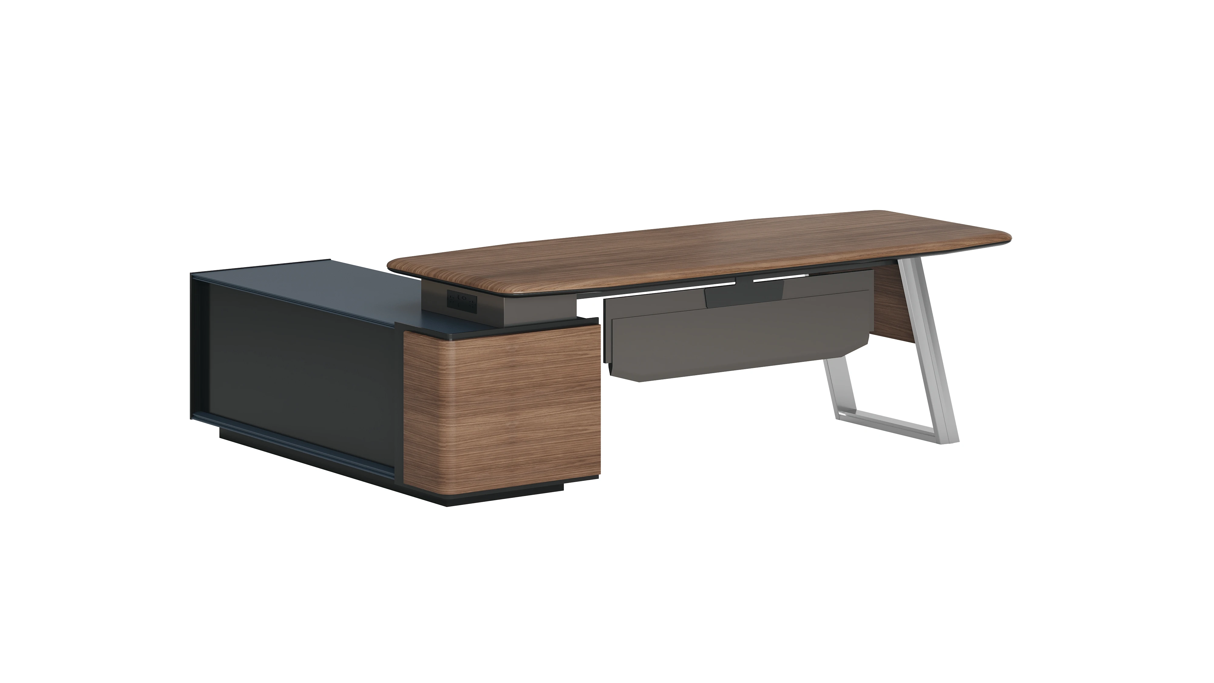 

Modern Luxury Executive L-Shaped Office Desk New Generation Furniture Assembled Wooden Panel Style