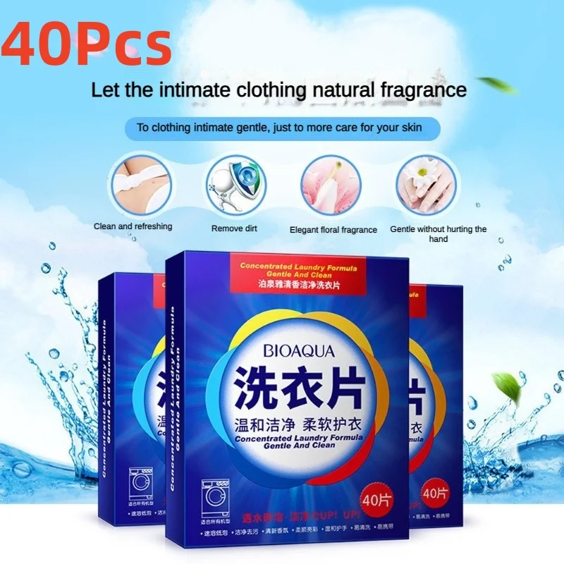 40Pcs Portable Laundry Tablets Efficient Detergent New Fragrance Formula Laundry Detergent Sheet Concentrated Washing Soap