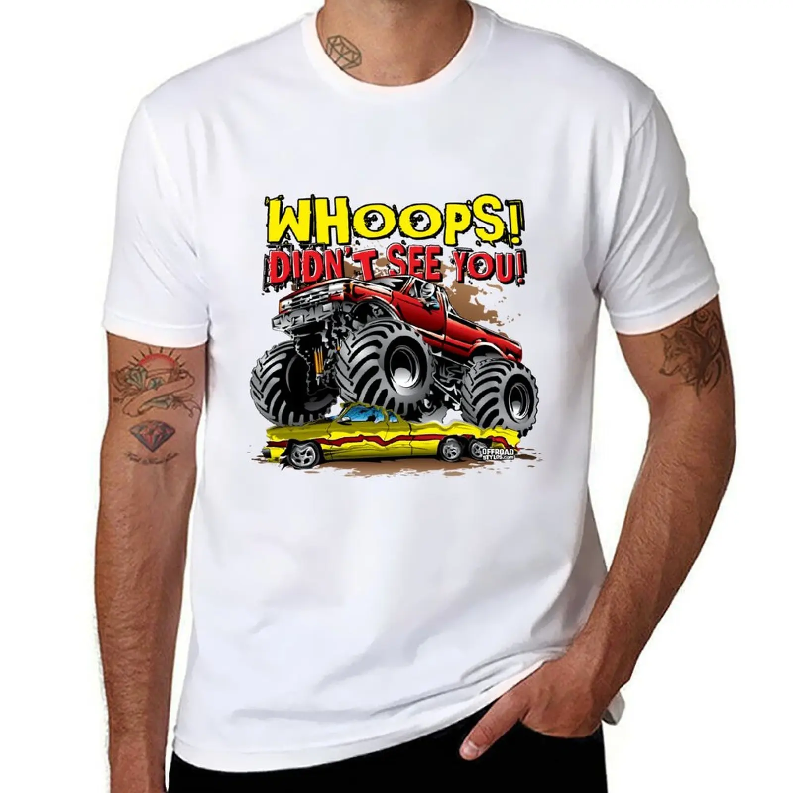 Camiseta Monster Truck Whoops no te lo veo, camisetas de algodón 100% para hombre, Camiseta de algodón 100%
