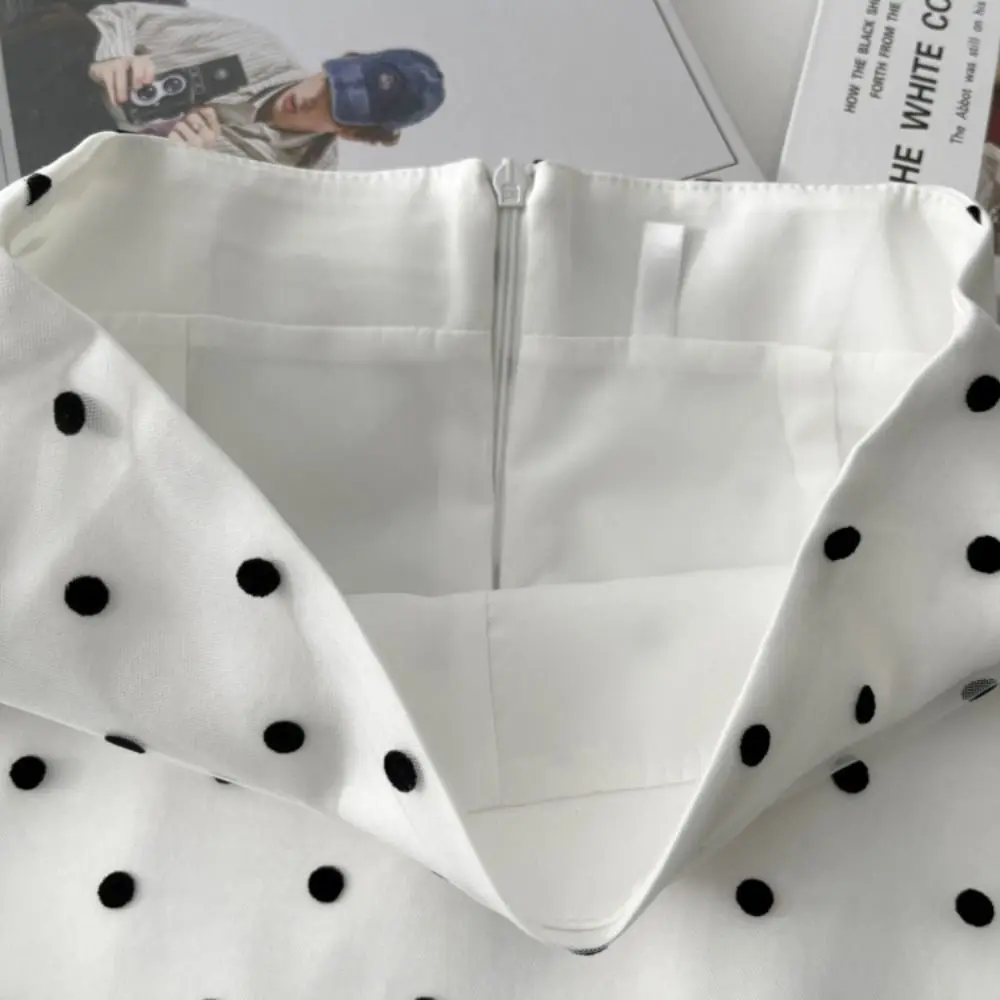 

Female Clothing Vintage Polka Dot Skirt Korean Style Zipper High Waist Skirt Casual Slim Fit Skirt Office Wear