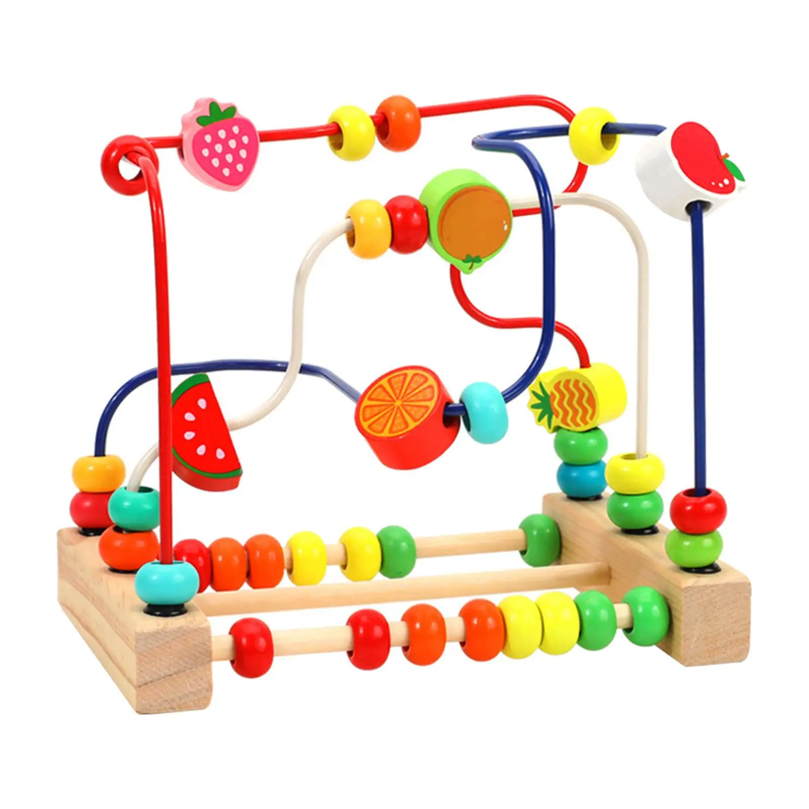 Wooden Bead Maze Toys Preschool Educational Toy Grasping Ability Wooden Colorful Beads Roller Toys for Baby Birthday Gifts