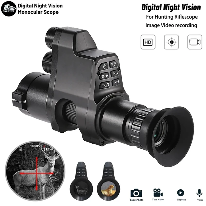 NV4A Infrared Night Vision Monocular Device, Circular Screen, Cross Crosshair 4X Zoom HD Camera, Night Vision, Digital Shooting