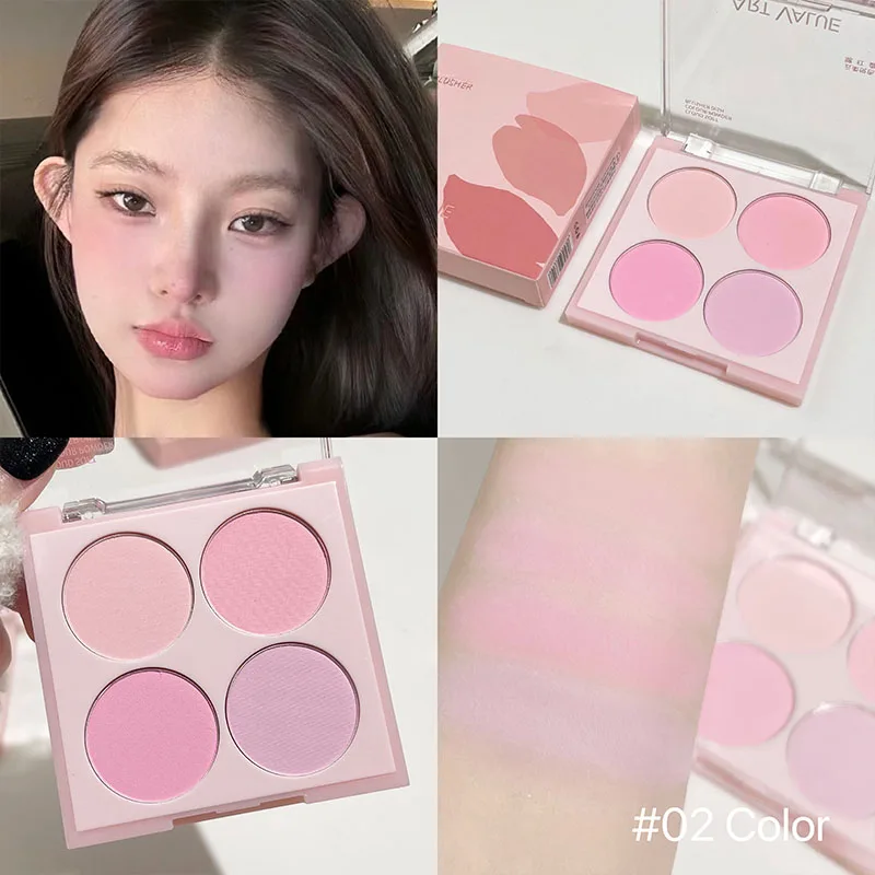 4 kleuren Blush Shadow Palette Perzik Minerale Gezicht Blusher Rouge Crème Contour Oogschaduw Wang Tint Pigment Koreaanse Cosmetica