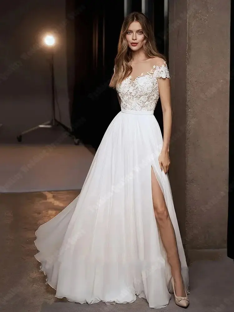 2024 Smooth Tulle Women Wedding Dresses Shining Lace Printing Bridal Robes High Quality Mopping Length Princess Vestido De Novia