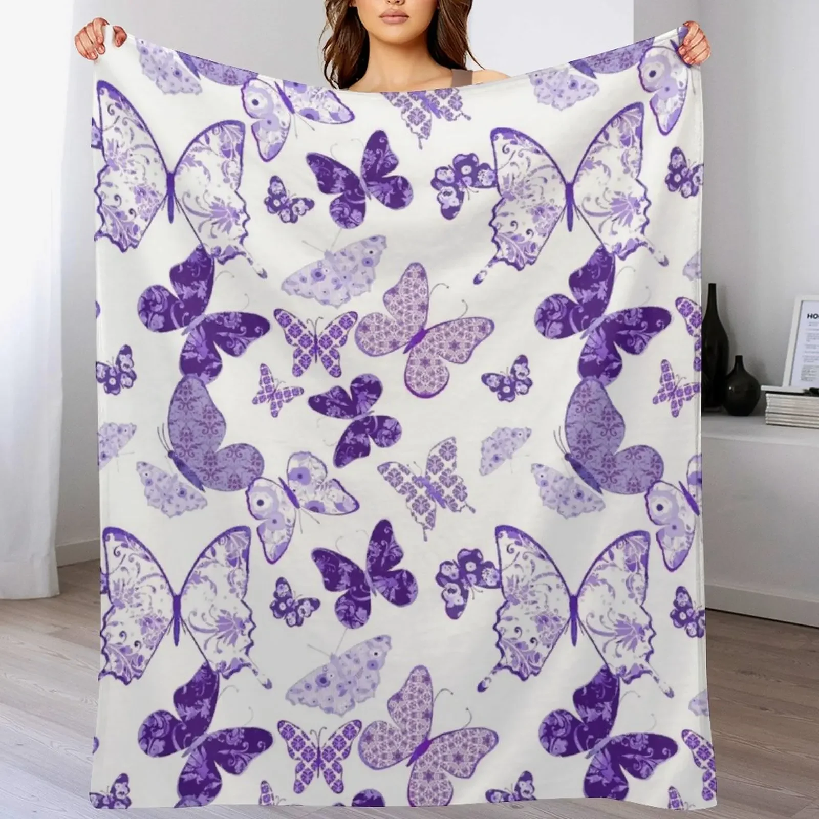 

Beautiful Purple Butterflies A Throw Blanket Tourist Multi-Purpose Single Luxury Designer Blankets