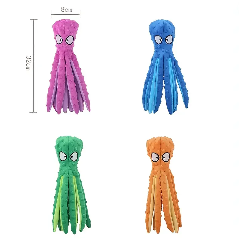 1pc Interactive Octopus Plush Toy for Dogs - Teeth Grinding and Squeaky Chewing Toy for Pet Dental Health