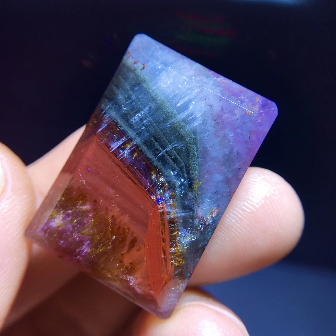 

Natural Purple Cacoxenite Red Auralite 23 Rectangle Pendant 28.6/20.3/7.9mm Gold Rutilated Beads Jewelry AAAAA
