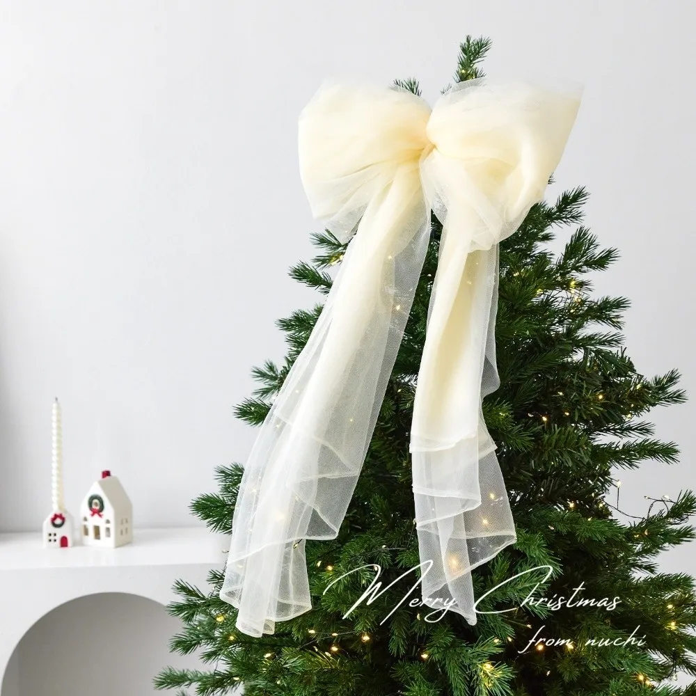 

Mesh Red Christmas Bow Decoration Decorative Exquisite Bow Hanging Ornaments Large Bow Knot Baubles DIY Christmas Supplies