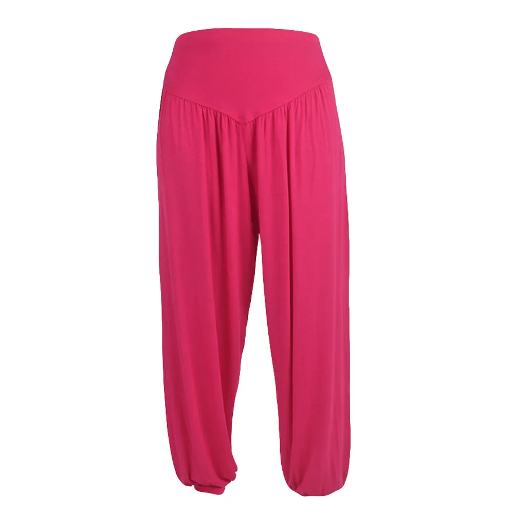 Female Elastic High Waist Loose Casual Cotton Comfortable And Breathable Colorful Yoga Sports Dance Thin Pleated Harlen Pants