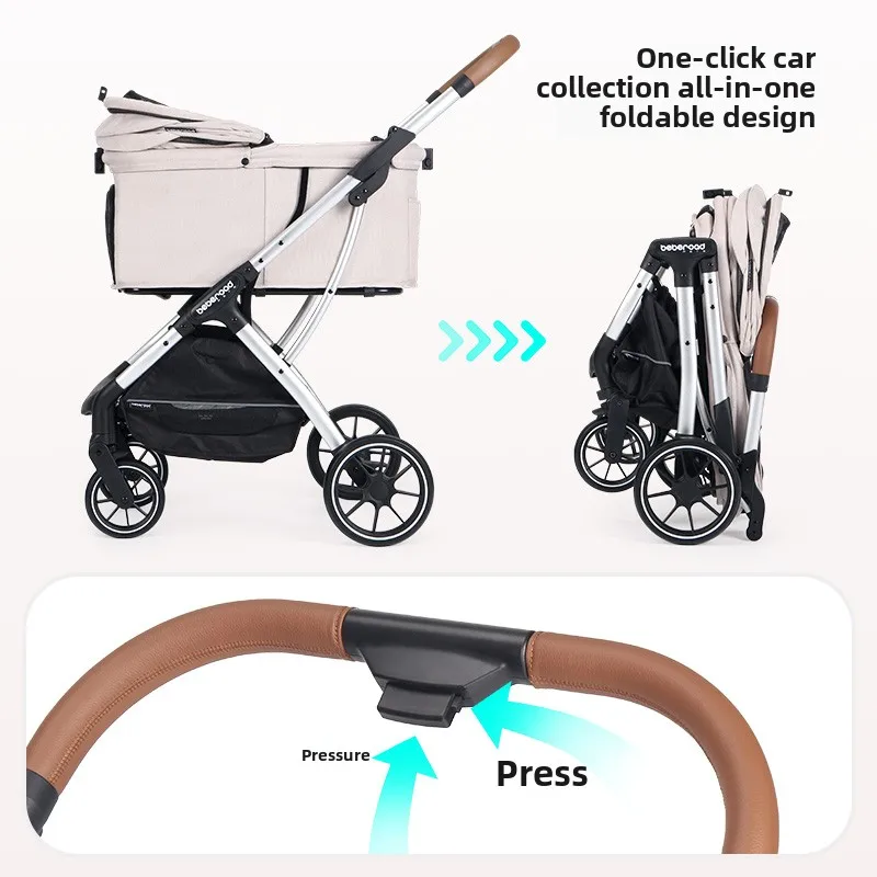 

Lightweight Luxury Pet Stroller Oxford Material Foldable Design One-Click Automatic Closure for Small Dogs Cats
