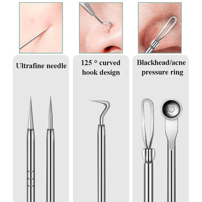 4/5 Stück Mitesser entferner Komedonen Extraktor Akne-Entfernungs-Kit für Makel Whitehead Popping Zit Entfernen für Nase Gesicht Werkzeuge