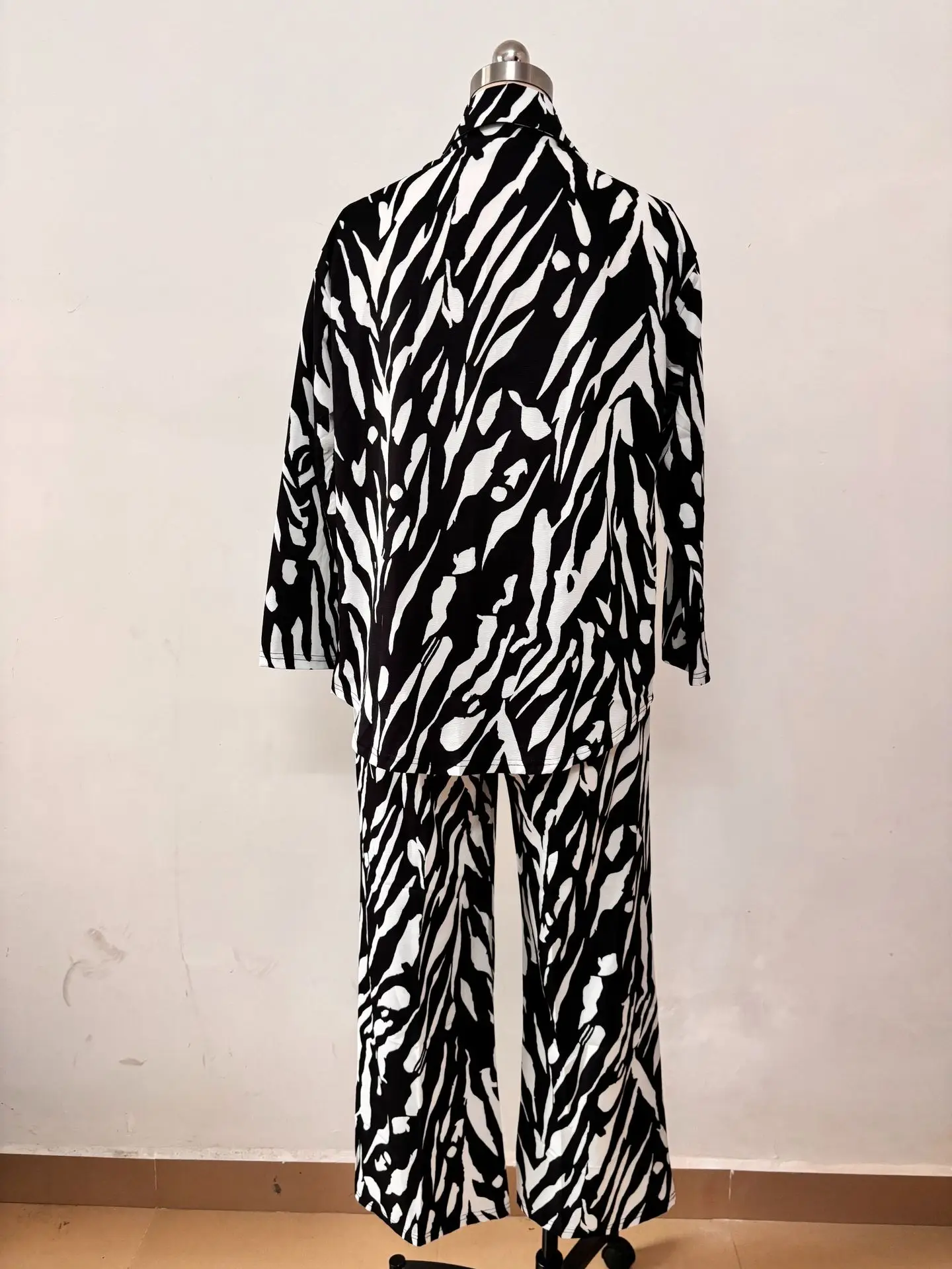 Autumn New Vintage Printed Pant Sets Women Long Shirts And Wide Legs Trousers Two Piece Set Fashion Trendy Streetwear Lady Suits