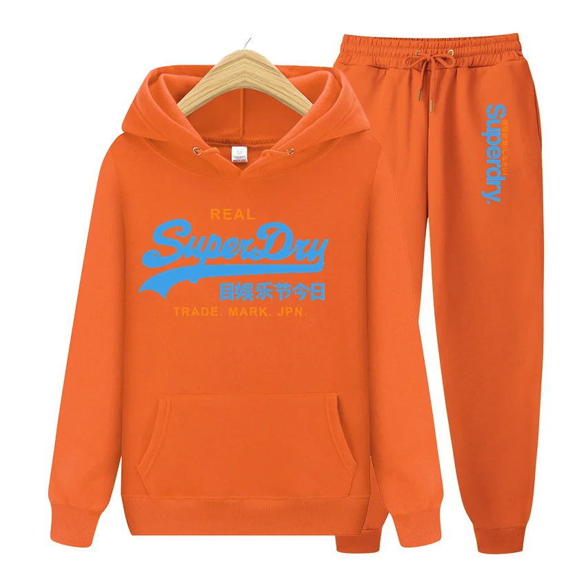 Superdry-Sudadera con capucha y pantalones para hombre, conjunto de ropa deportiva informal y holgada, de calle, a la moda, para otoño e invierno, novedad de 2024