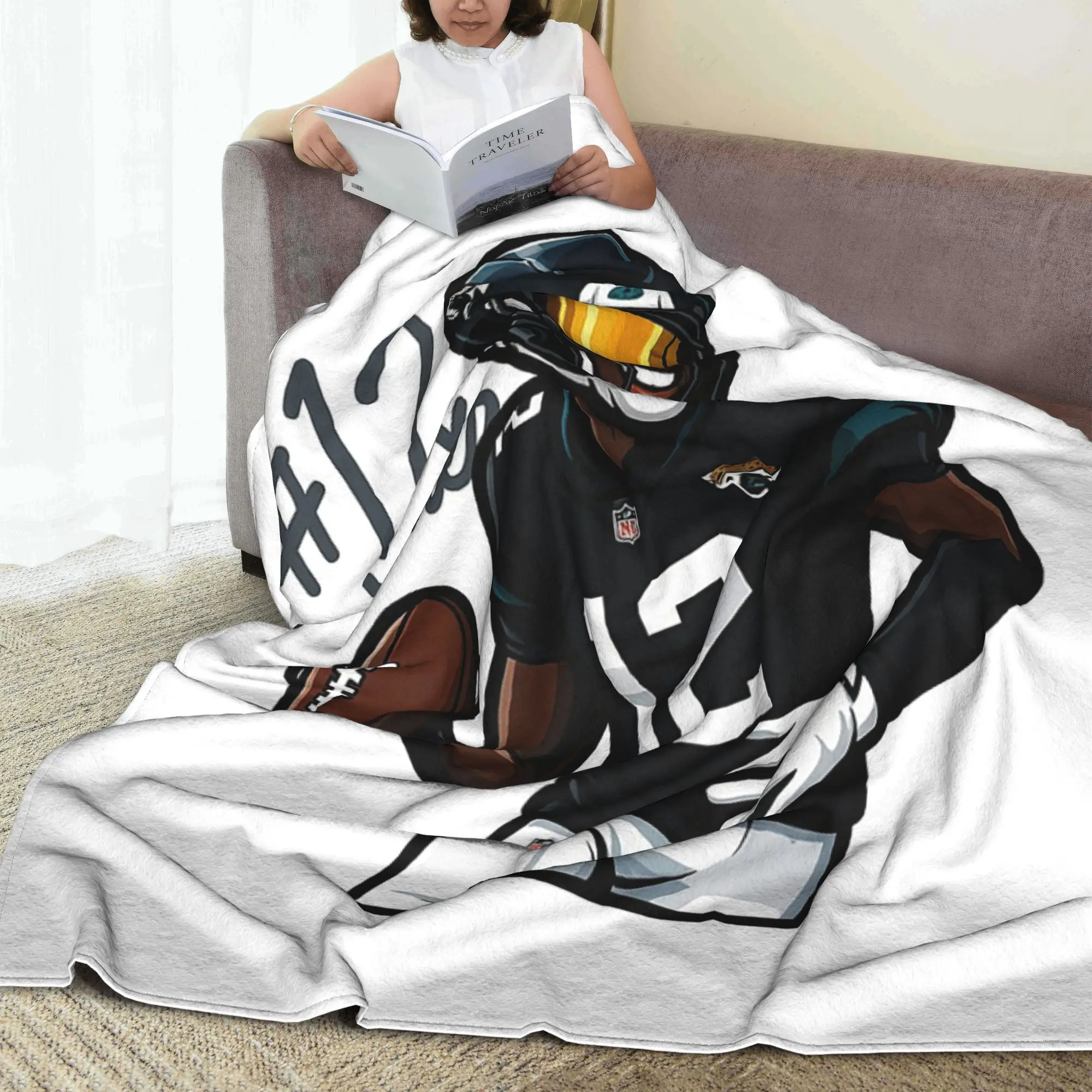 Travis Hunter #12 Sticker Blanket Warm Flannel Sofa Throw Blanket for Home Bedroom Office Throws Bedspread Quilt