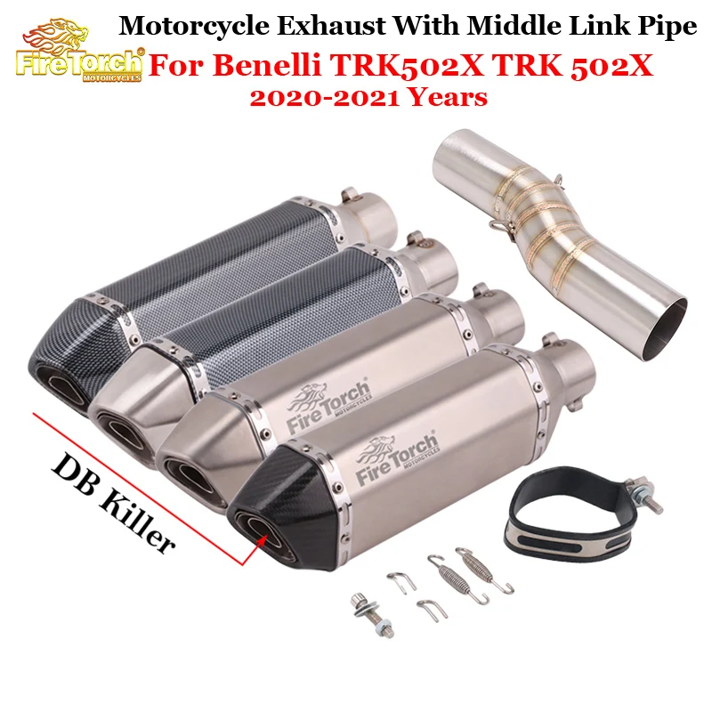 

Motocross Muffler DB Killer For Benelli TRK502X TRK 502X 502 X 2019-2021 Years Motorcycle Exhaust Escape Modify Middle Link Pipe