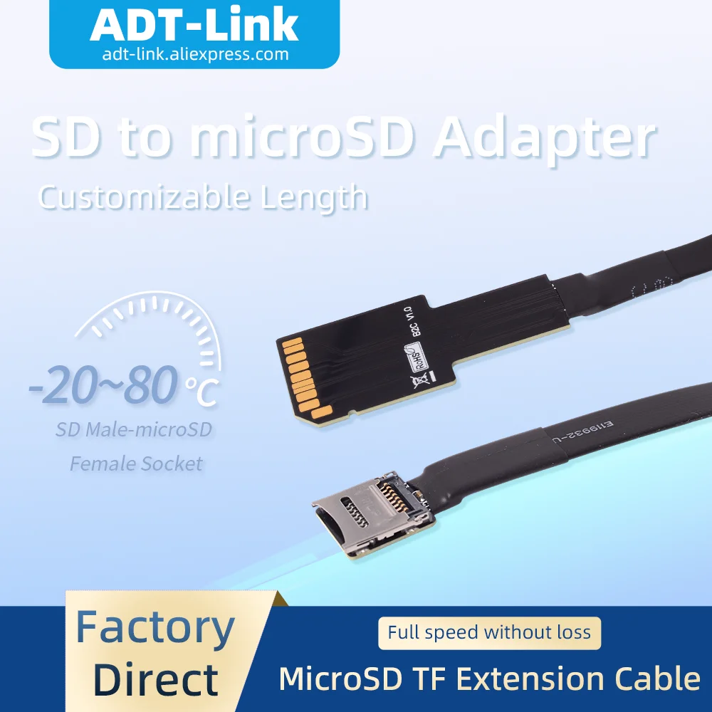 ADT-Link Micro SD TF Extension Cable for SDHC SDXC UHS-I Full Speed Non-FPC Card Read Test Cable for GPS ROCK Pi 4  B11 B12 B22