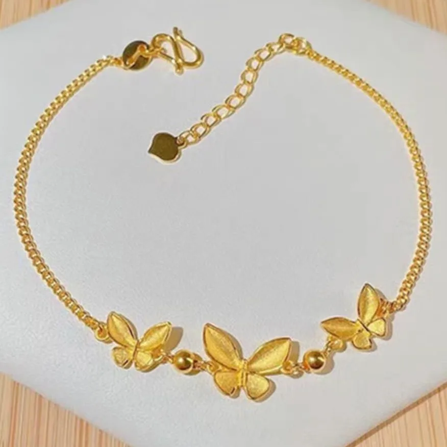 

New 24K gold butterfly bracelet for women AU999 pure gold light luxury temperament ladies bracelet supply wholesale