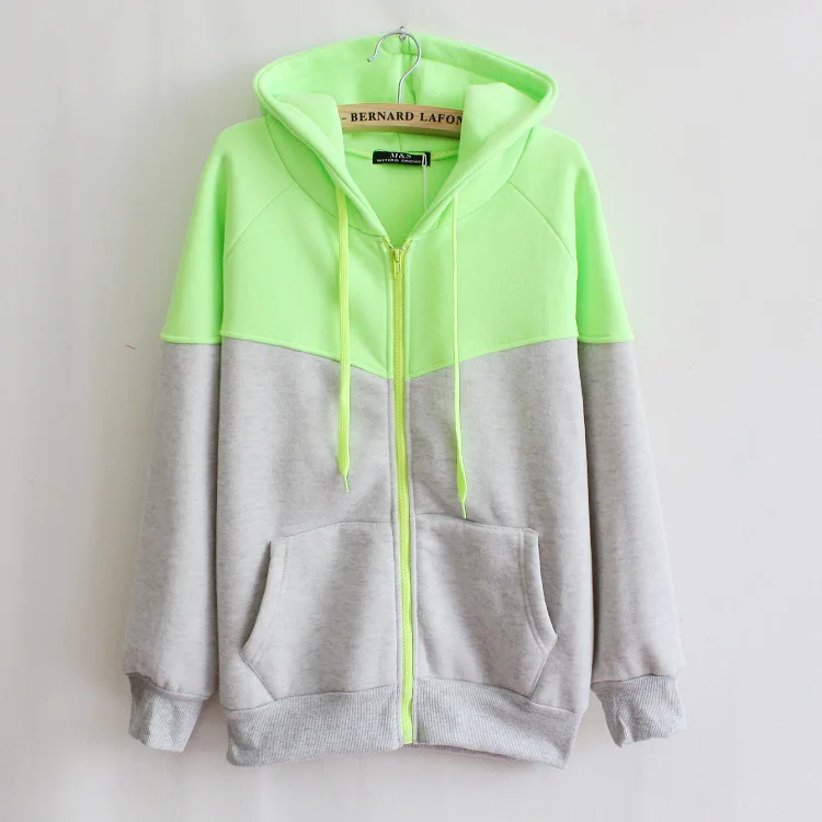 Fashion Trend Hoodie Zippered Pockets Fleece Sweater Long-sleeved Women\'s Sports Thin Coat