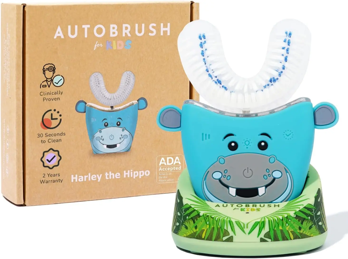 

Kids U-Shaped Electric Toothbrush: ADA Accepted, 30-Second Full-Mouth Clean with LED Lights & Music for Ages 6-8