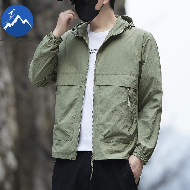 Summer Sun Protection Clothing Men Casual Lightweight Sun Protection Ice Silk Hooded Jacket Fishing UPF Ultraviolet Windbreaker