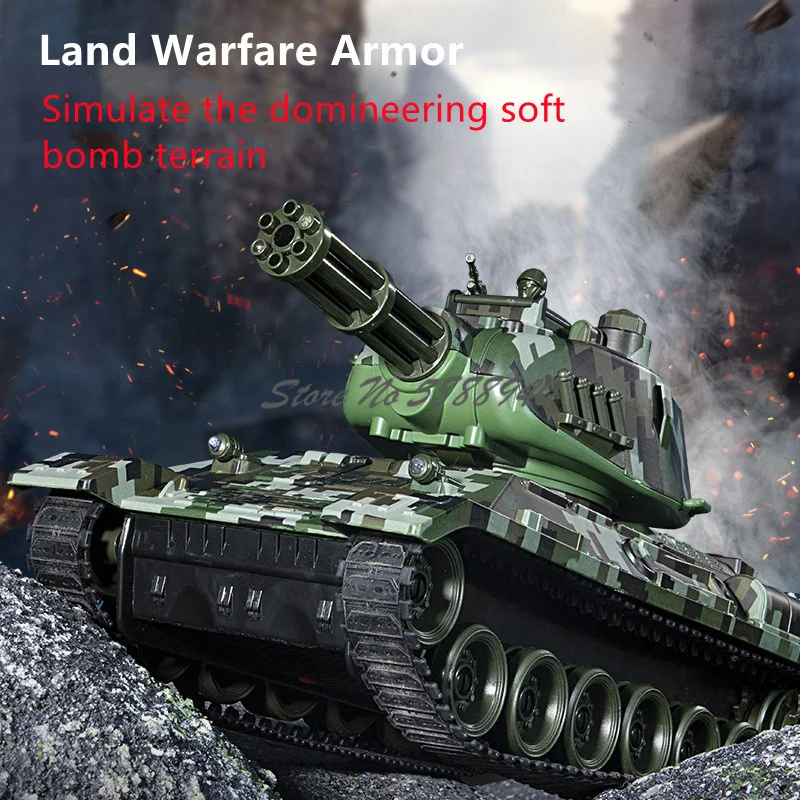 リモコン戦車との戦闘用弾丸発射 ソフト弾性スプレー360 °   回転シミュレーション喫煙機能付きワンキーデモRC戦車模型玩具